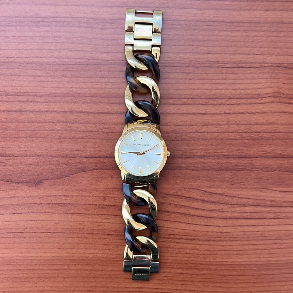 Michael Kors Gold & Tortoiseshell Chain Link Watch